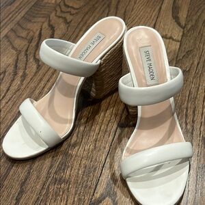 Steve Madden White Wedge Sandals
